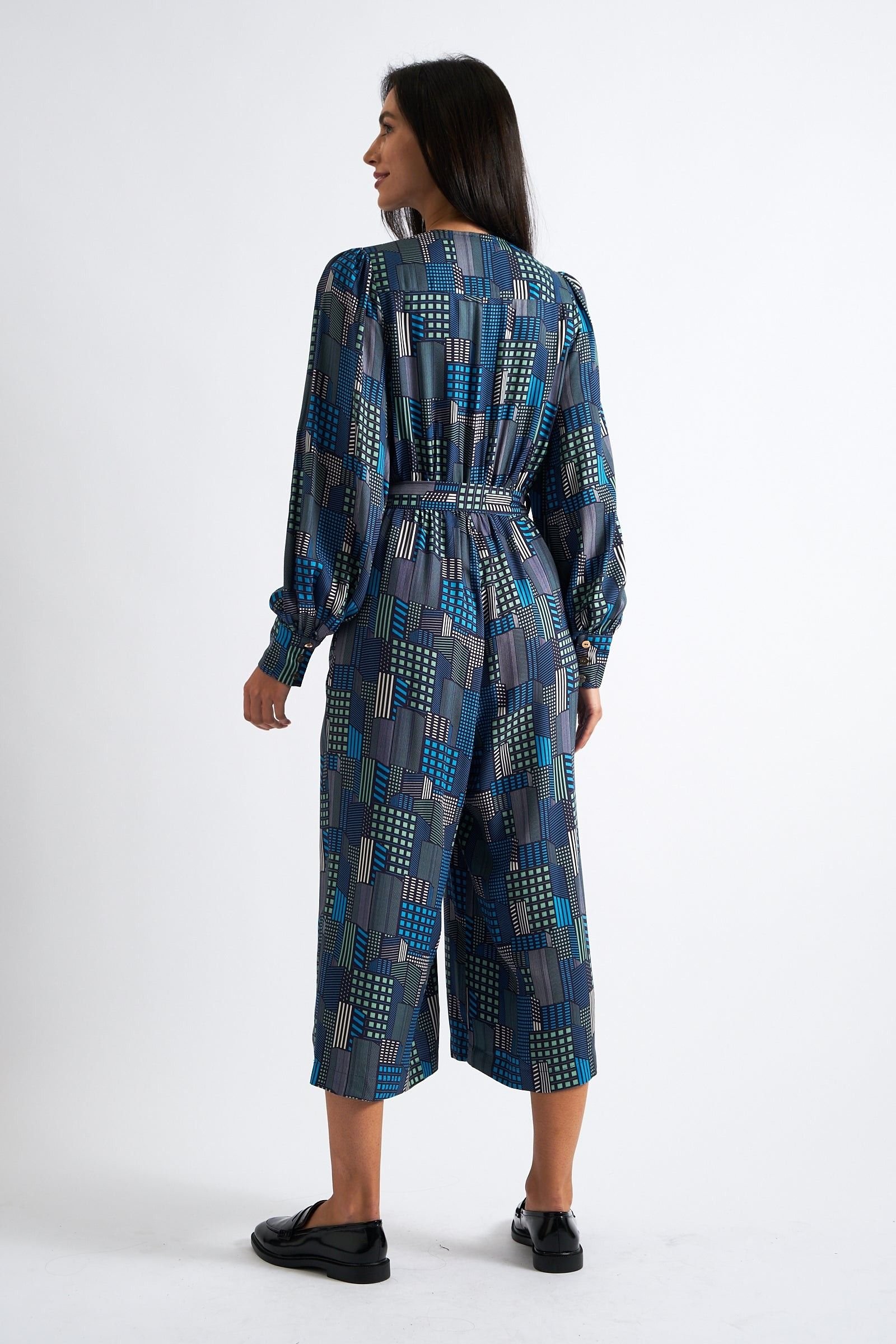 Louche Louche Women's Moski Geo City Print Jumpsuit in Blue - 2