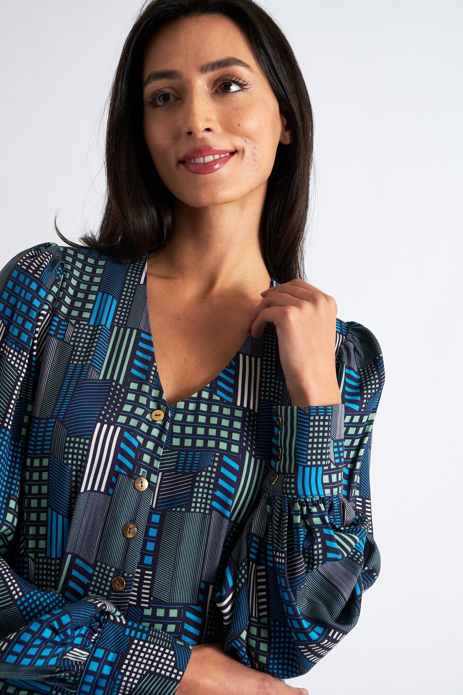 Louche Louche Women's Moski Geo City Print Jumpsuit in Blue - 3