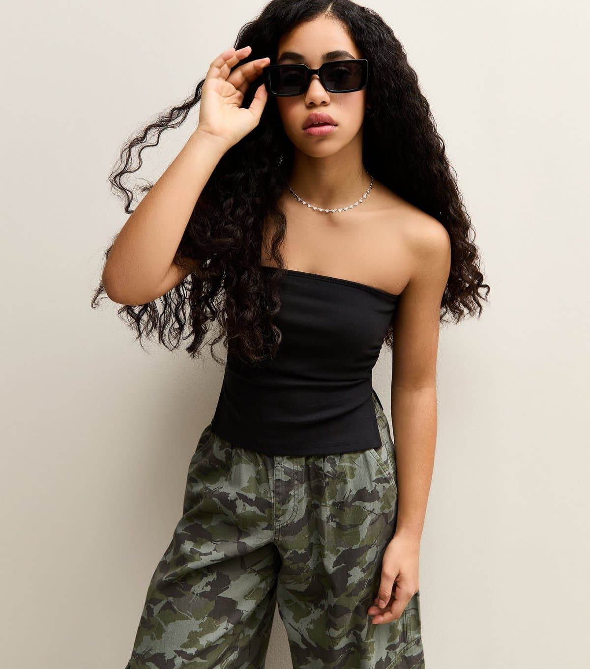 New Look Girls' Black Ruched Side Bandeau Top New Look