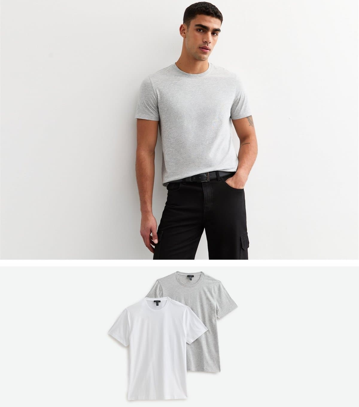 New Look Men's 2 Pack of Multicoloured Cotton T-Shirts New Look