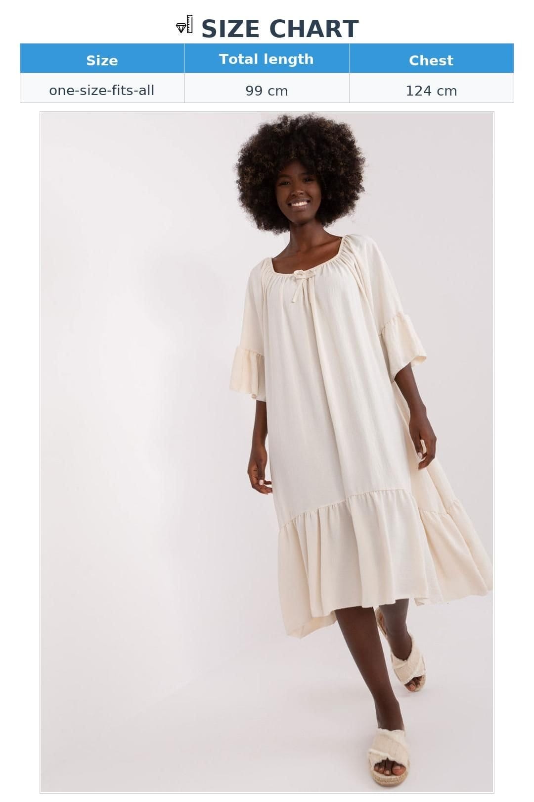 Love Lace Love Lace Women's Loose Fit Summer Dress with Frill Sleeves in Beige - 4