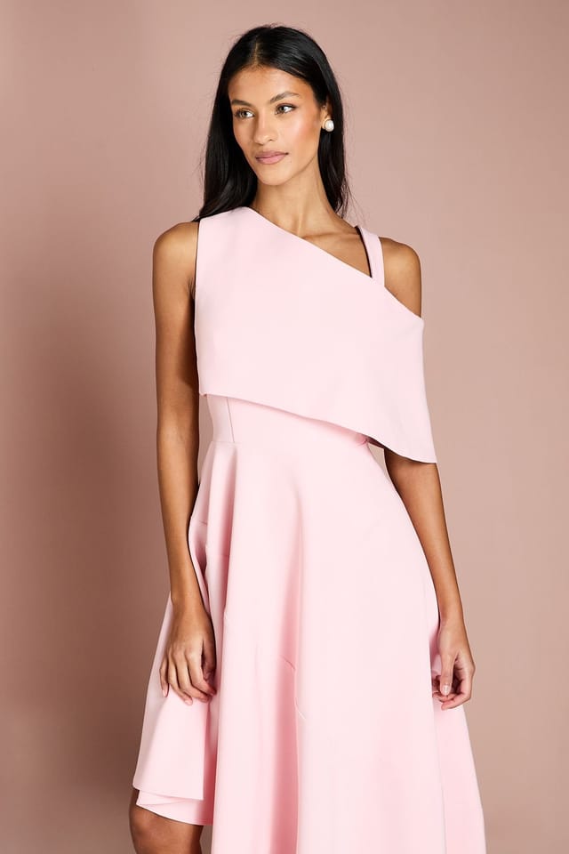 Coast Coast Women's Petite Asymetric Crepe Midi Dress in Blush - 2