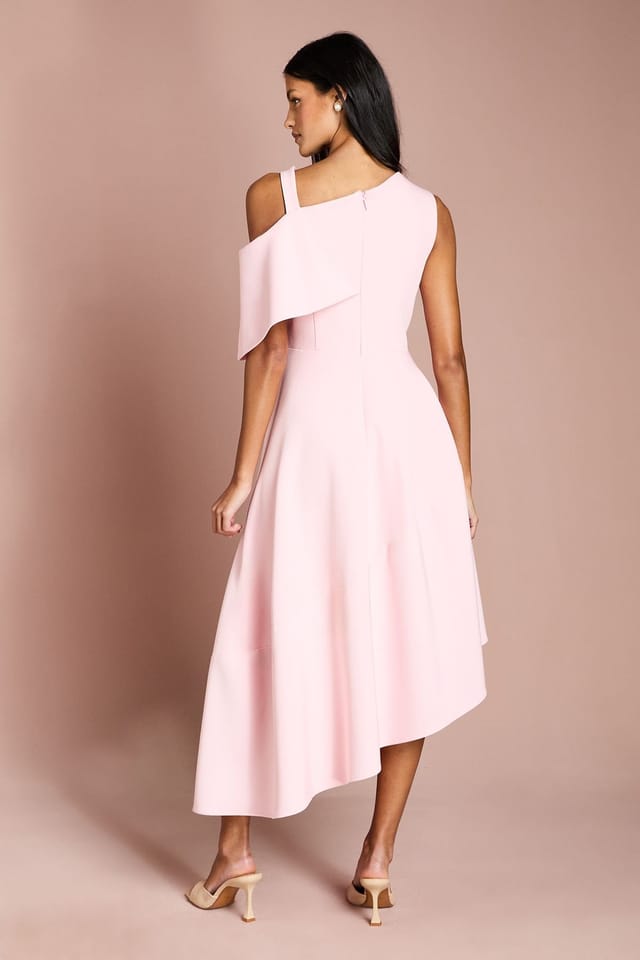 Coast Coast Women's Petite Asymetric Crepe Midi Dress in Blush - 3