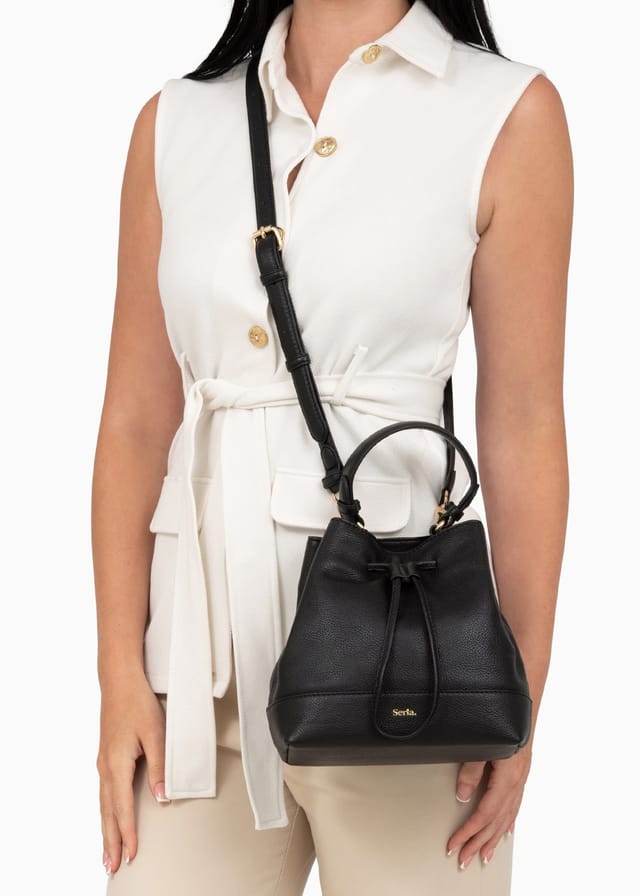 Serla Serla Women's Margot Real Leather Crossbody Bag in Black - 2