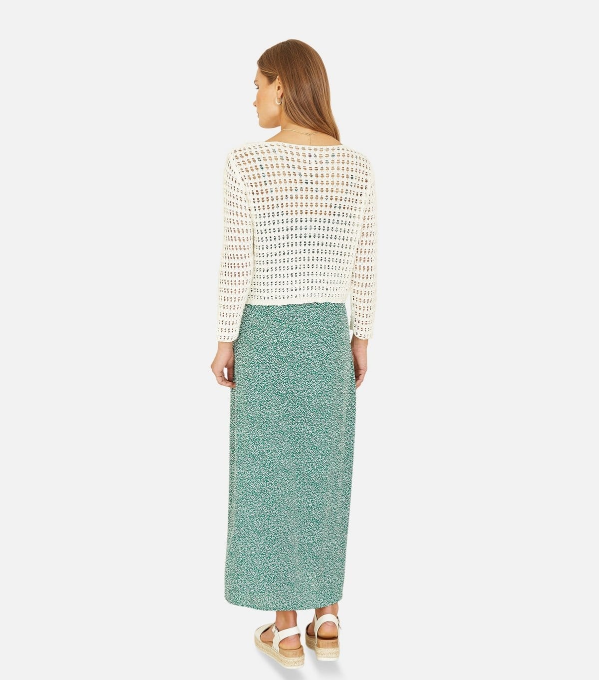 Yumi Women's Ivory Open Knit Knotted Top Yumi New Look - 4