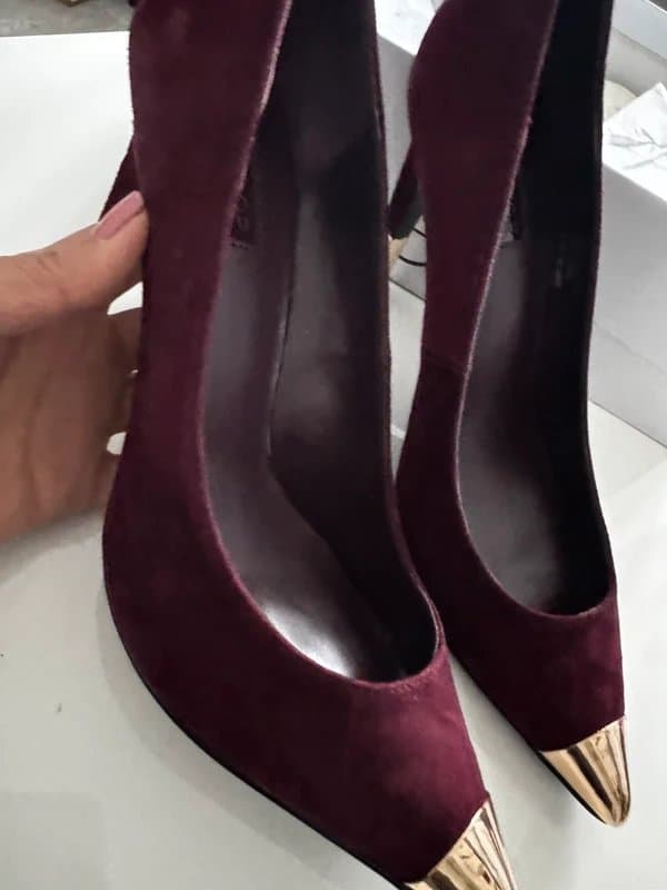 Topshop Gorgeous Topshop Shoes in Burgundy with Gold Detail (6)