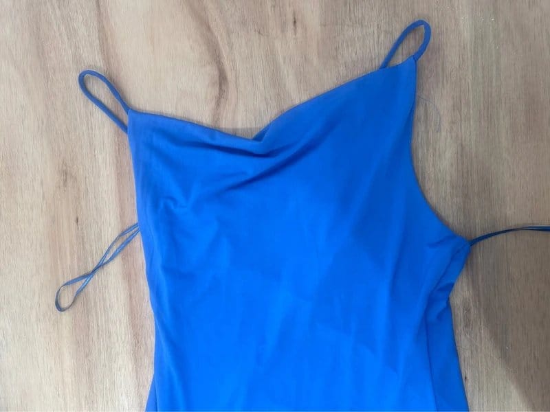 Pull & Bear Blue Satin Halter Mini Dress