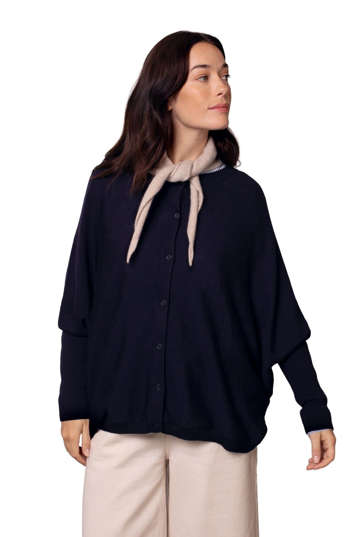 Celtic & Co Celtic & Co Women's Fine Knit Merino Cardigan in Dark Navy