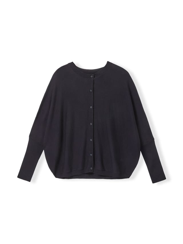 Celtic & Co Celtic & Co Women's Fine Knit Merino Cardigan in Dark Navy - 2