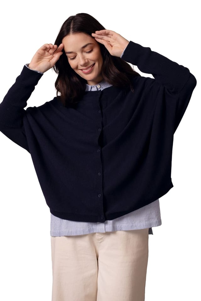 Celtic & Co Celtic & Co Women's Fine Knit Merino Cardigan in Dark Navy - 3