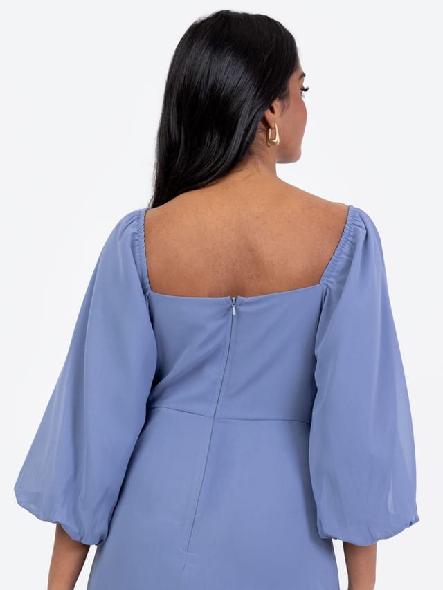 Maya Deluxe Maya Deluxe Women's Embellished Square Neck Midaxi Dress in Blue - 3