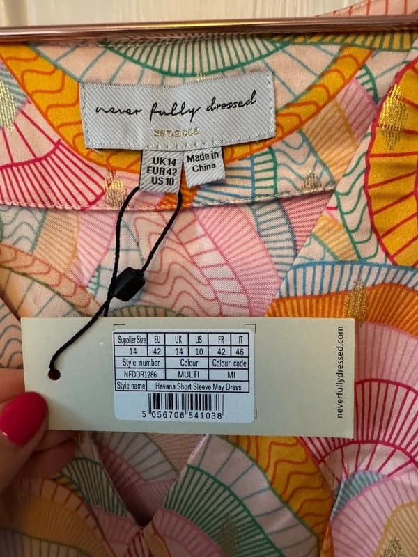 Never Fully Dressed Never Fully Dressed, metallic, rainbow puff sleeve dress