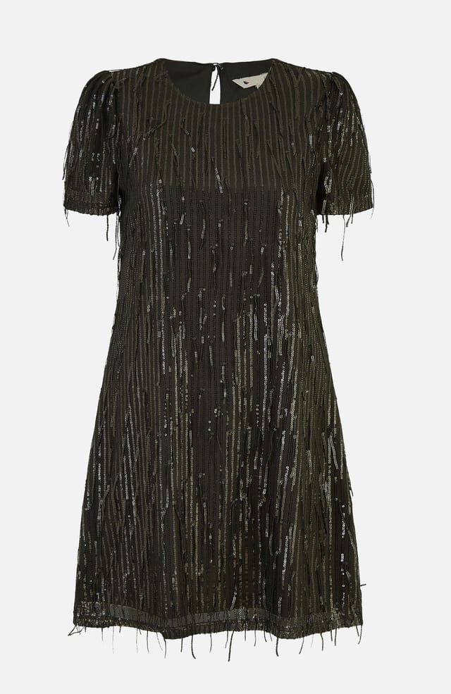 Yumi Yumi Women's Black Dripping Sequin Tunic Dress - 2