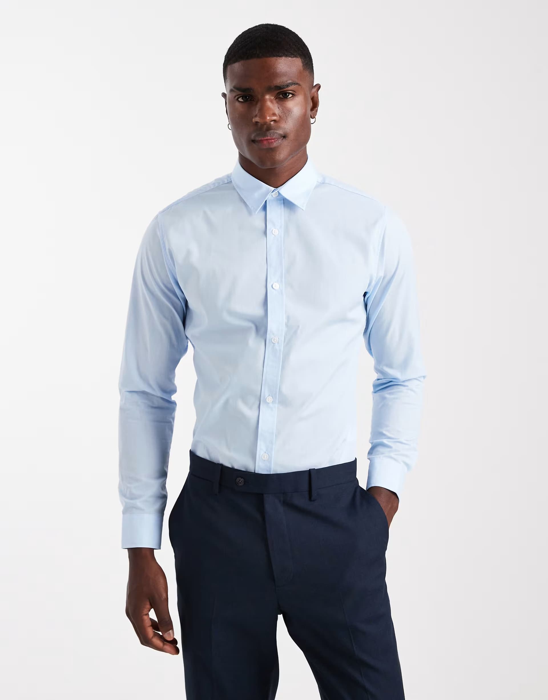 ASOS JJ Rebel smart shirt in light blue