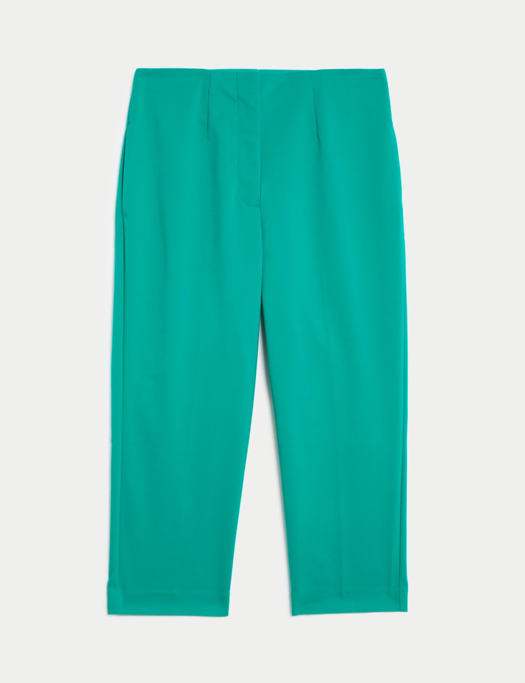 Marks & Spencer M&S Cotton Blend Slim Fit Cropped Trousers Bright Green - 1