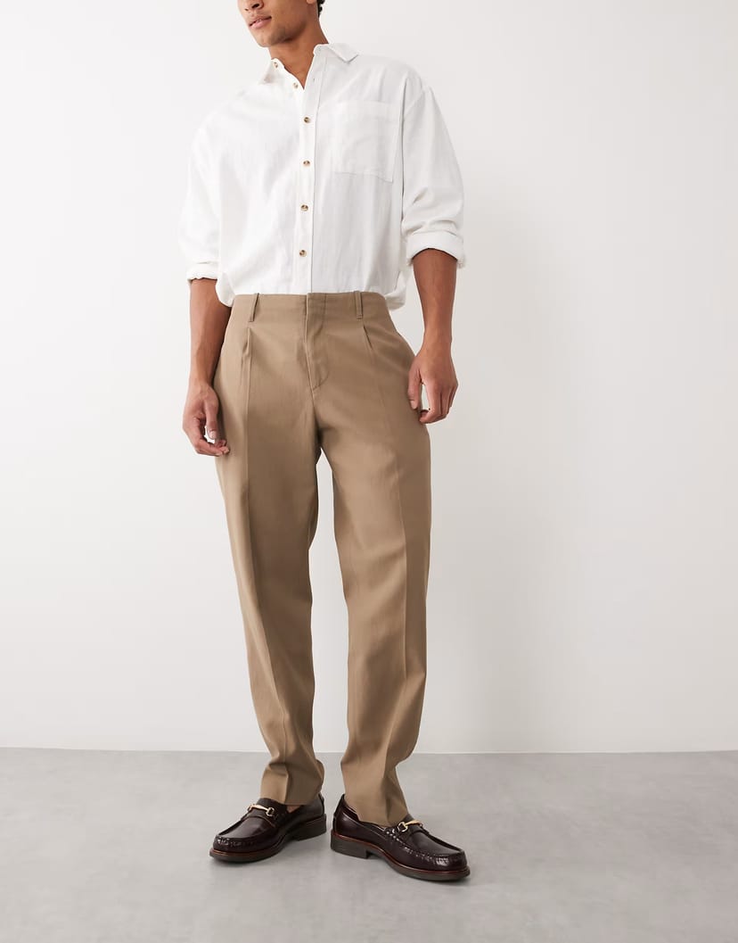 ASOS Mango straight leg tailored trouser in khaki - 1