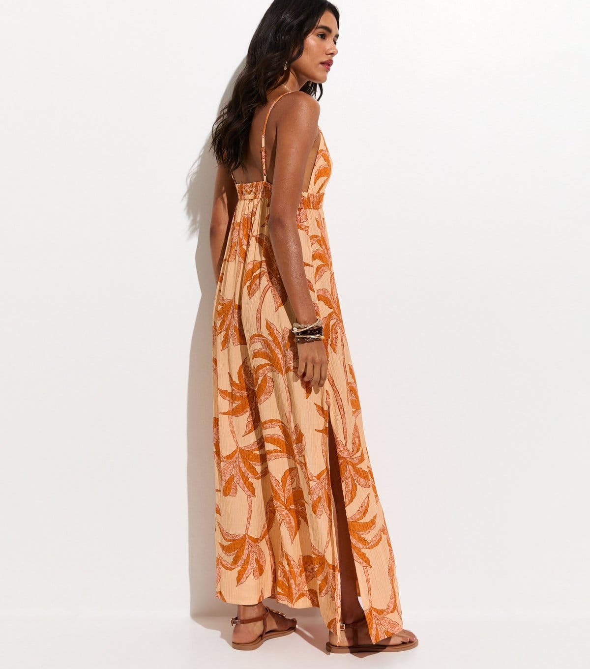 New Look Women's Orange Palm Tree Print Beach Maxi Dress New Look - 4