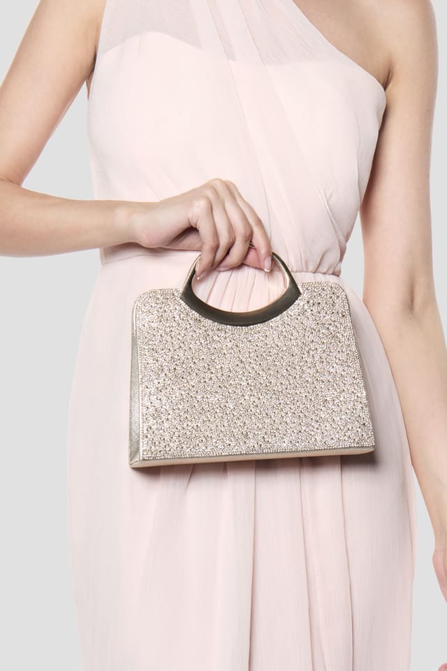 Paradox London Paradox London Women's Diamora' Diamante Top Handle Bag in Gold - 3