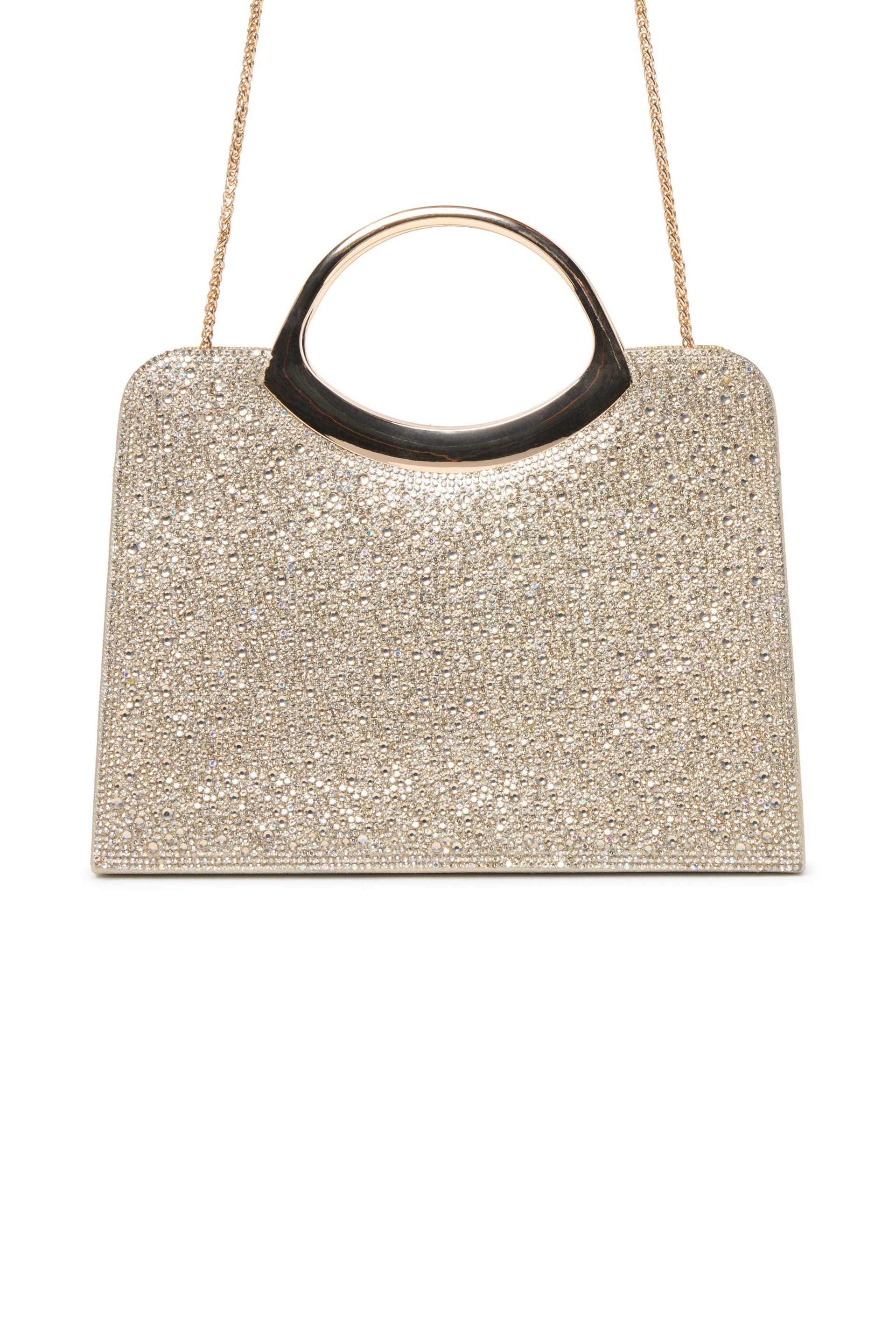 Paradox London Paradox London Women's Diamora' Diamante Top Handle Bag in Gold - 4