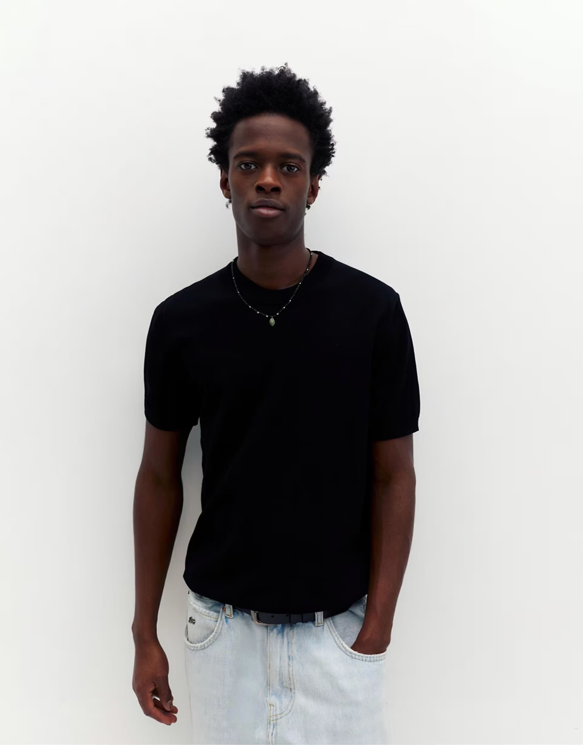 ASOS Pull&Bear Short sleeve jumper in black