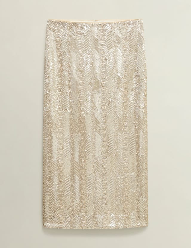 Hobbs London Hobbs London Women's Marlowe Sequin Skirt in Metallic Silver - 2