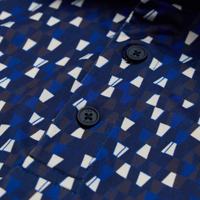 Ted Baker Ted Baker Men's Allcot Geo Print Golf Polo Shirt in Navy - 3
