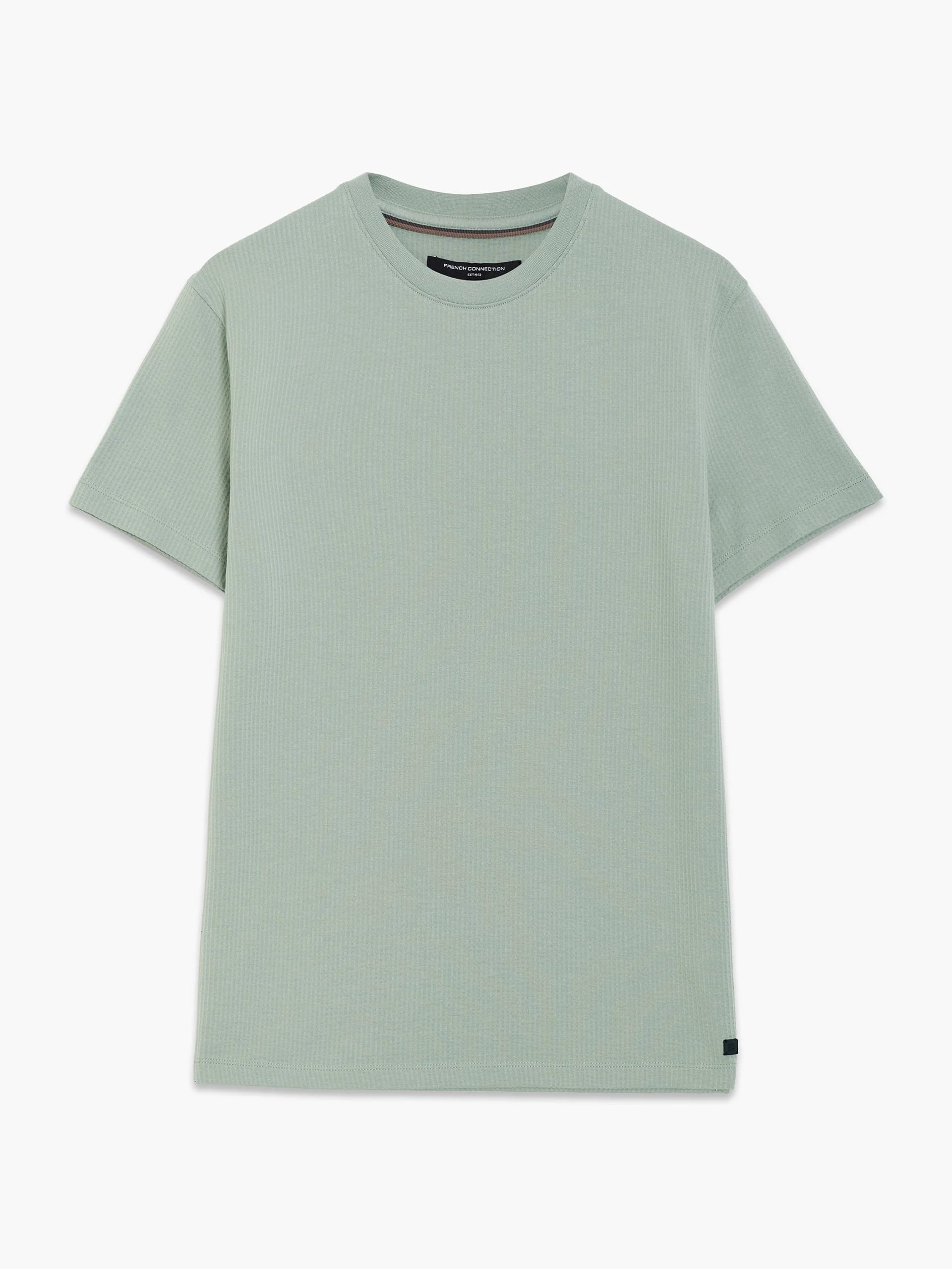 French Connection Shadow Green Micro Seersucker T-Shirt