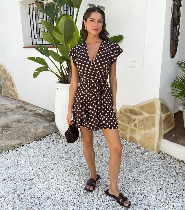 AX Paris Women's Brown Polka Dot Skater Mini Dress AX Paris New Look - 2