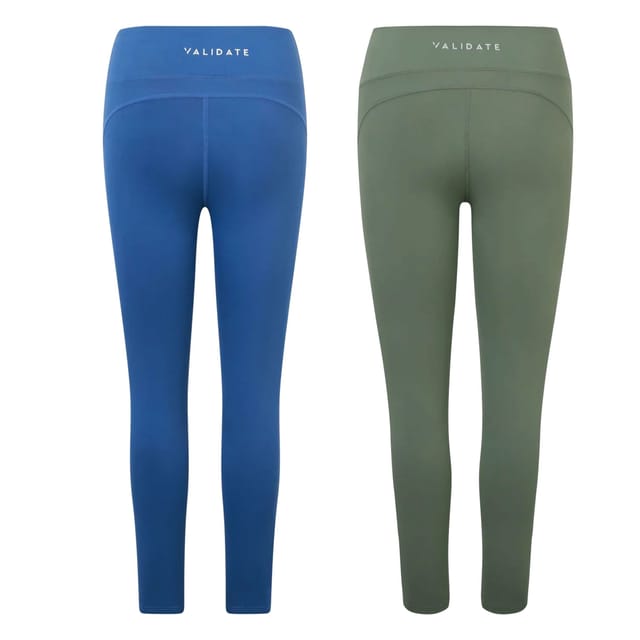 Validate Validate Women's 247 Essential 2 Pack Leggings Military Green + Dark Blue - 2