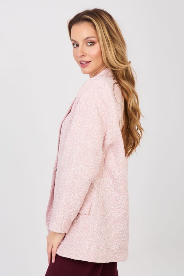 Love Lace Love Lace Women's Floral Embossed Textured Blazer with Lining in Pink - 2