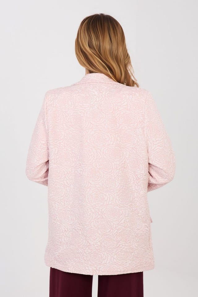 Love Lace Love Lace Women's Floral Embossed Textured Blazer with Lining in Pink - 3