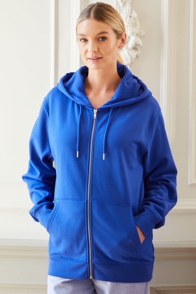 British Boxers British Boxers Women's "Azure Blue" Cotton Zip-up Hoodie in Dark Blue - 2