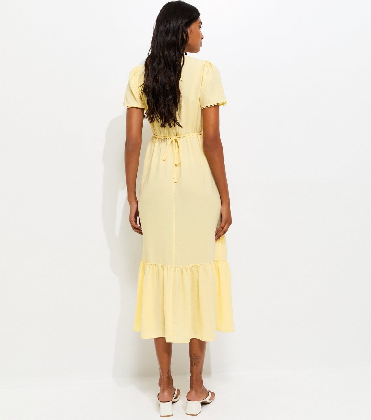 New Look Women's Light Yellow Button Through Tea Midi Dress New Look - 4