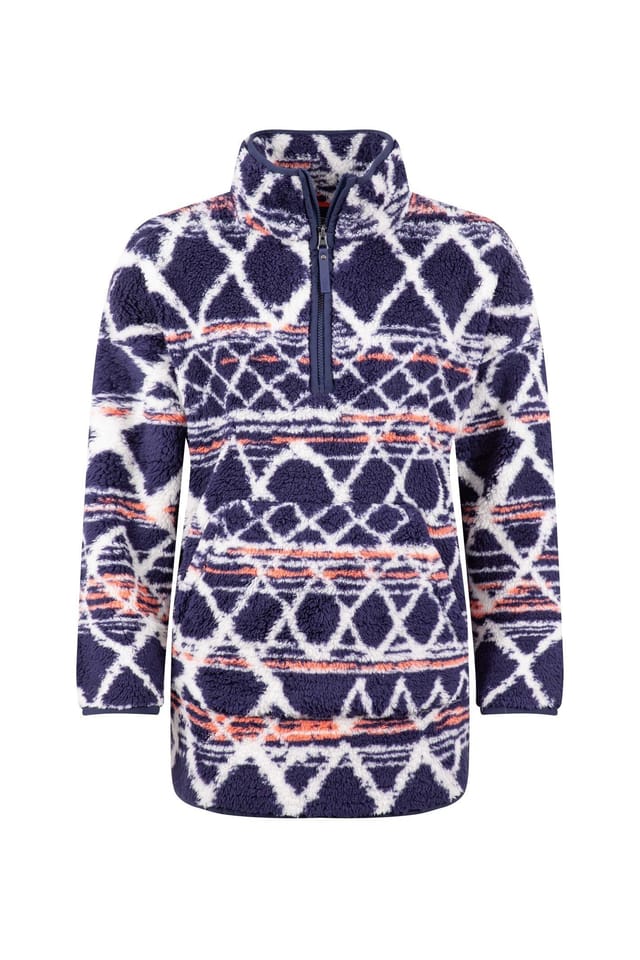Weird Fish Weird Fish Women's Pikard Printed Plush Qtr Zip Fleece in Navy - 2