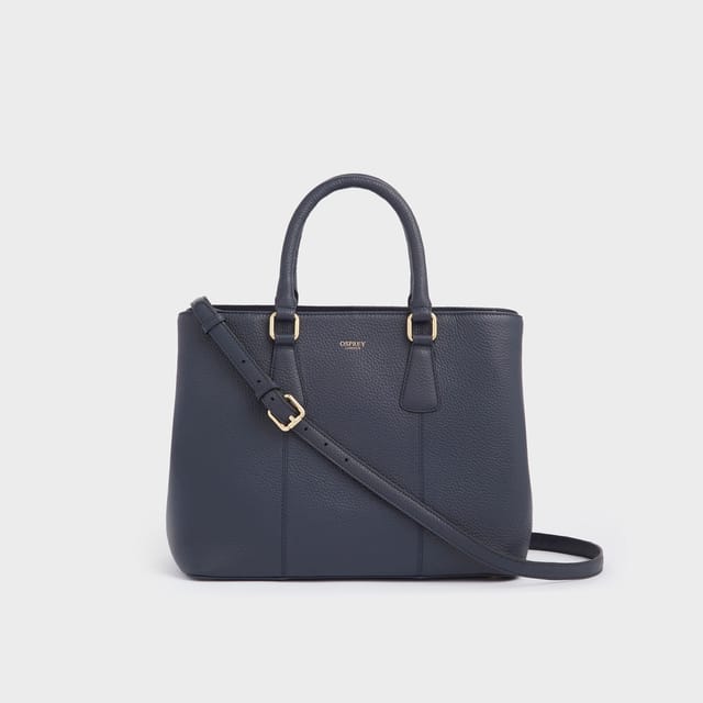 OSPREY LONDON OSPREY LONDON Women's The Adaline Mini Leather Grab Bag in Navy - 2