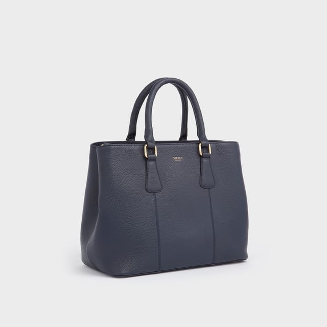 OSPREY LONDON OSPREY LONDON Women's The Adaline Mini Leather Grab Bag in Navy - 3
