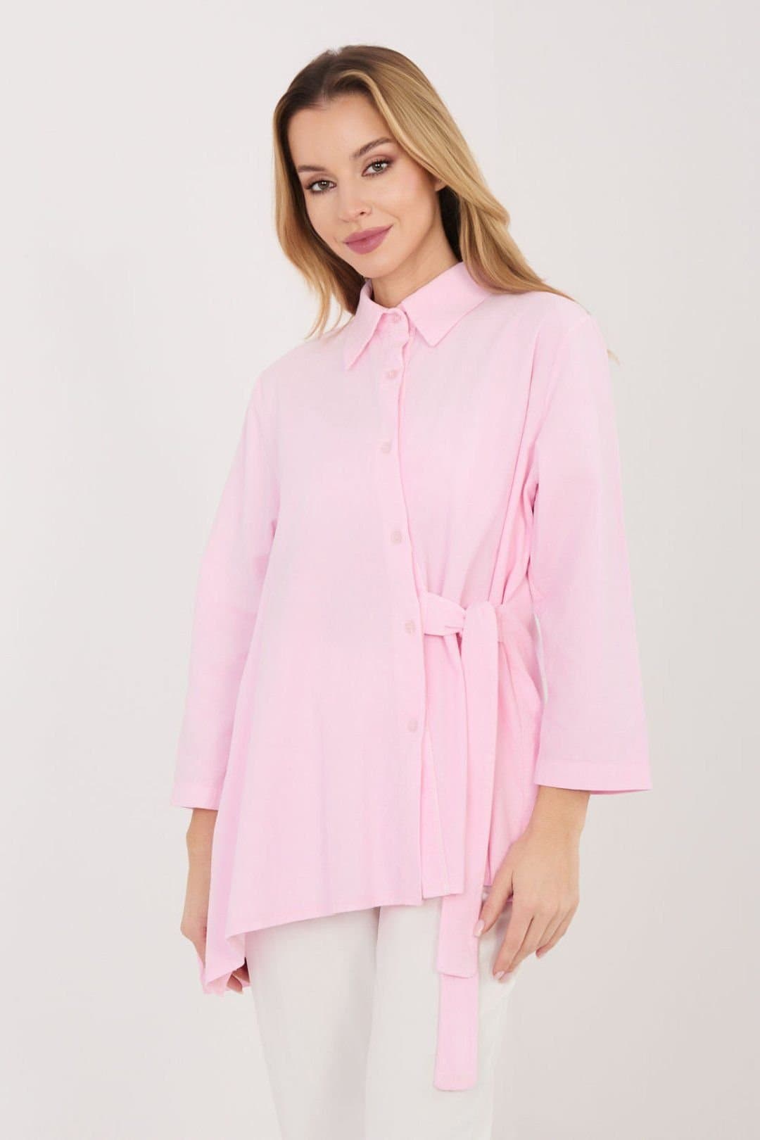 Love Lace Love Lace Women's Long Sleeve Casual Cotton Shirt in Pink