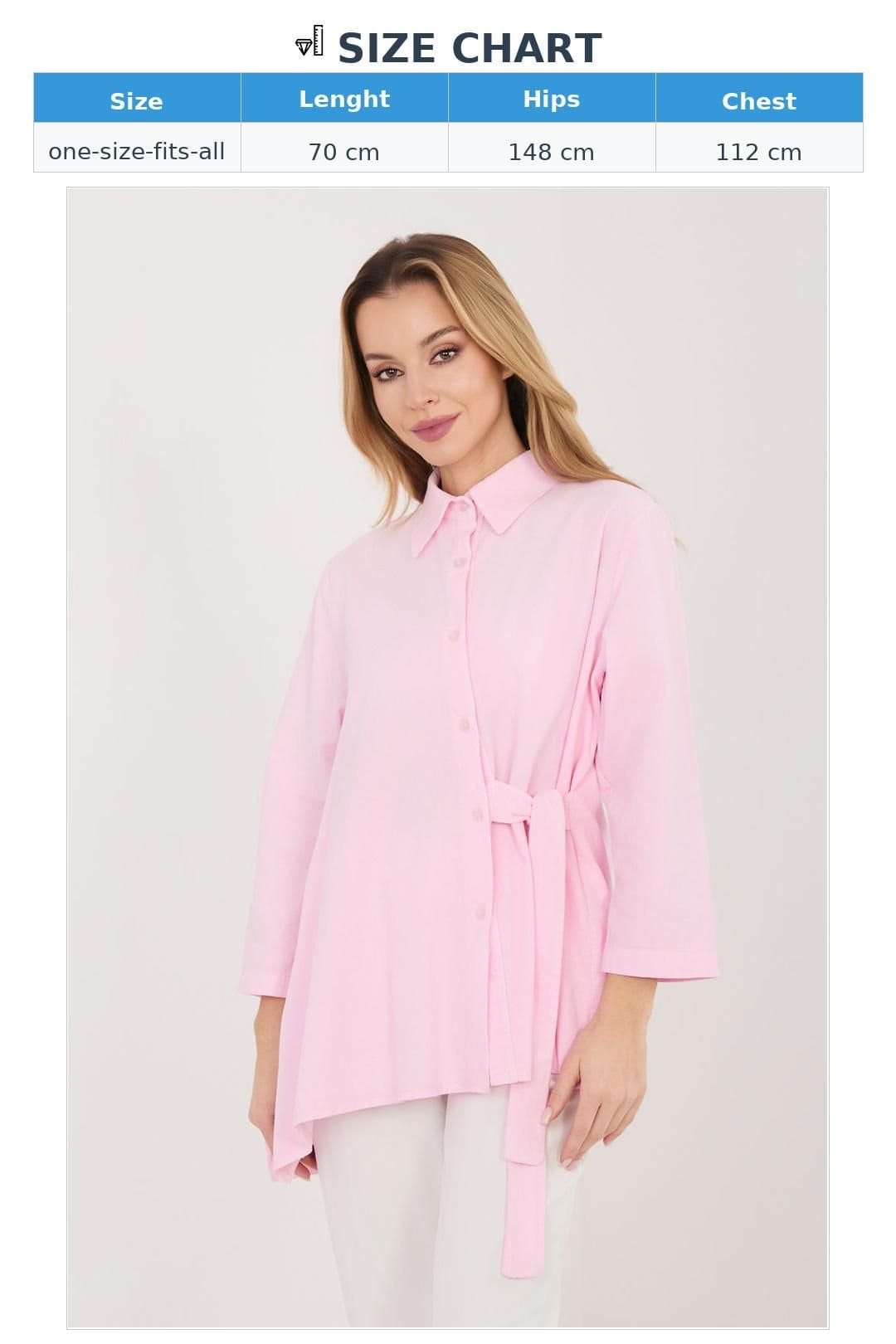 Love Lace Love Lace Women's Long Sleeve Casual Cotton Shirt in Pink - 4