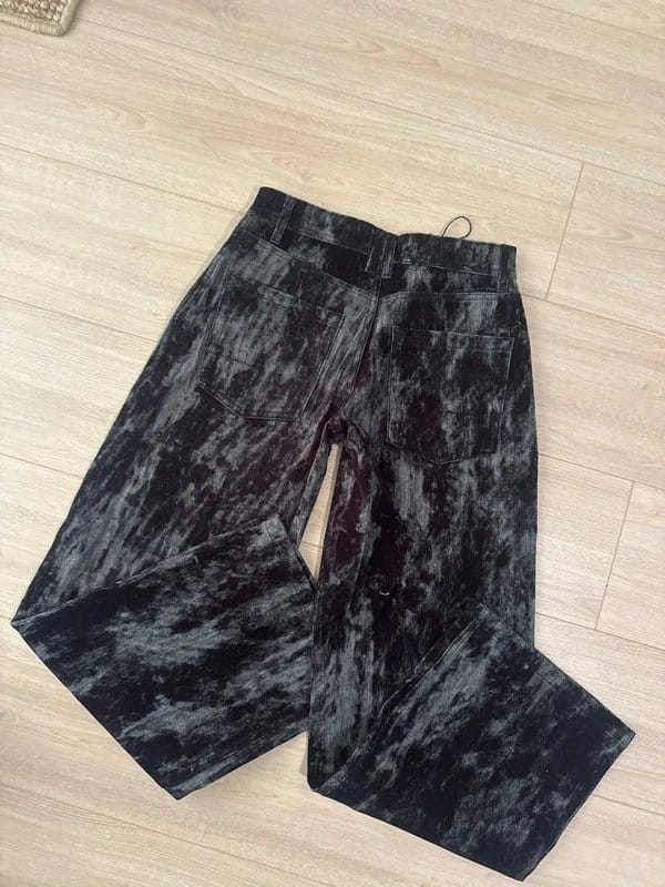 Bershka Black Velvet Wide Leg Trousers