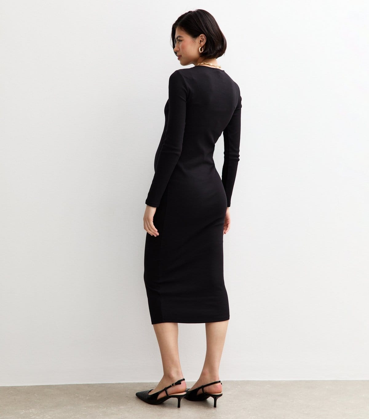 New Look Women's Maternity Black Rib Long Sleeve Midi Dress New Look - 4
