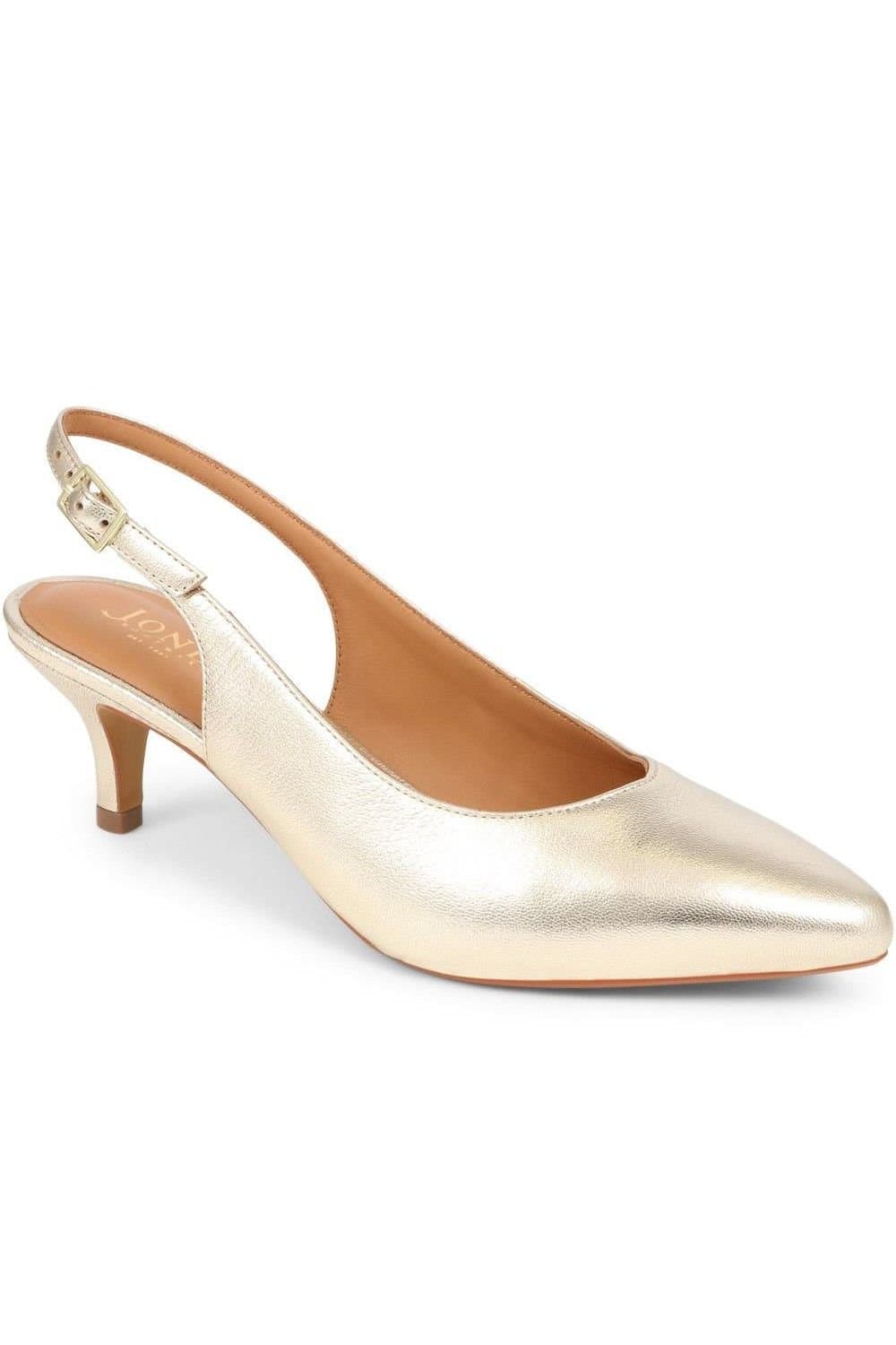 Jones Bootmaker Jones Bootmaker Women's Zaria Slingback Heels in Gold