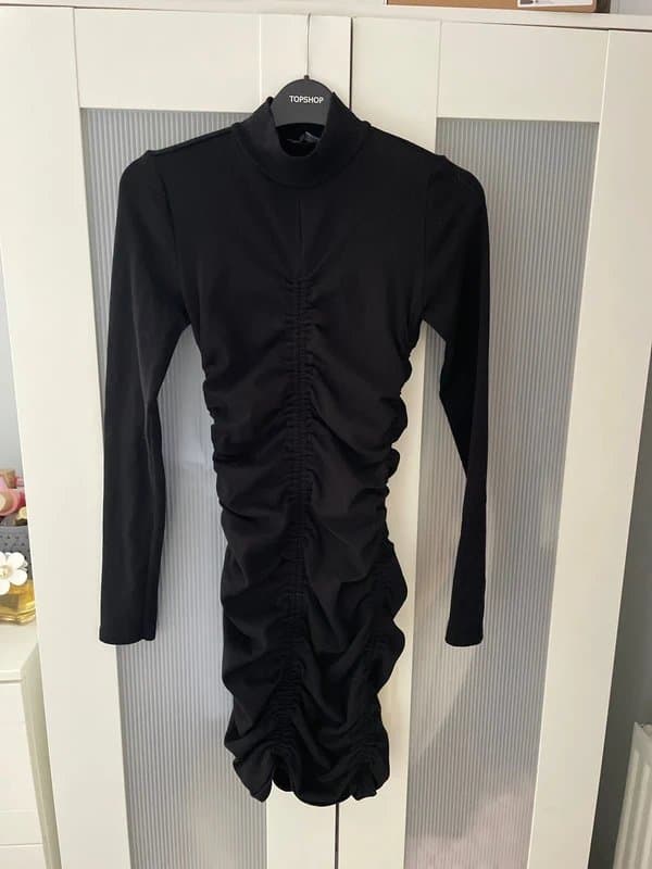 Zara Zara black ruched mini dress size M uk 10-12