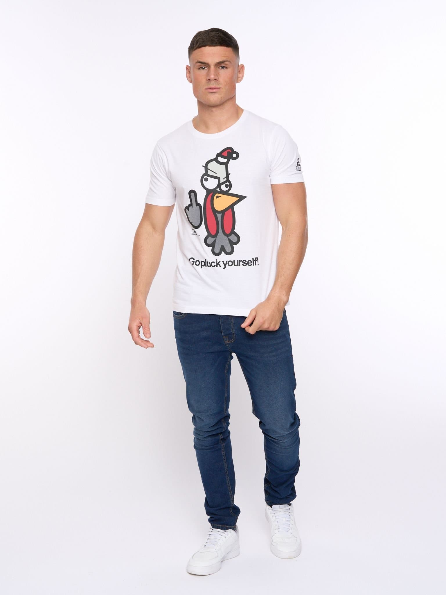 Xplicit Xplicit Men's Bad Turkey Xmas T-Shirt in White