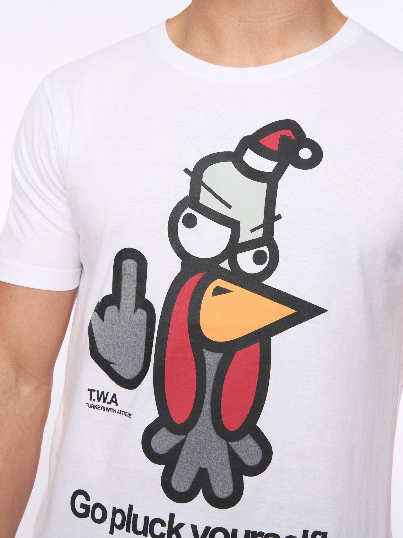 Xplicit Xplicit Men's Bad Turkey Xmas T-Shirt in White - 4