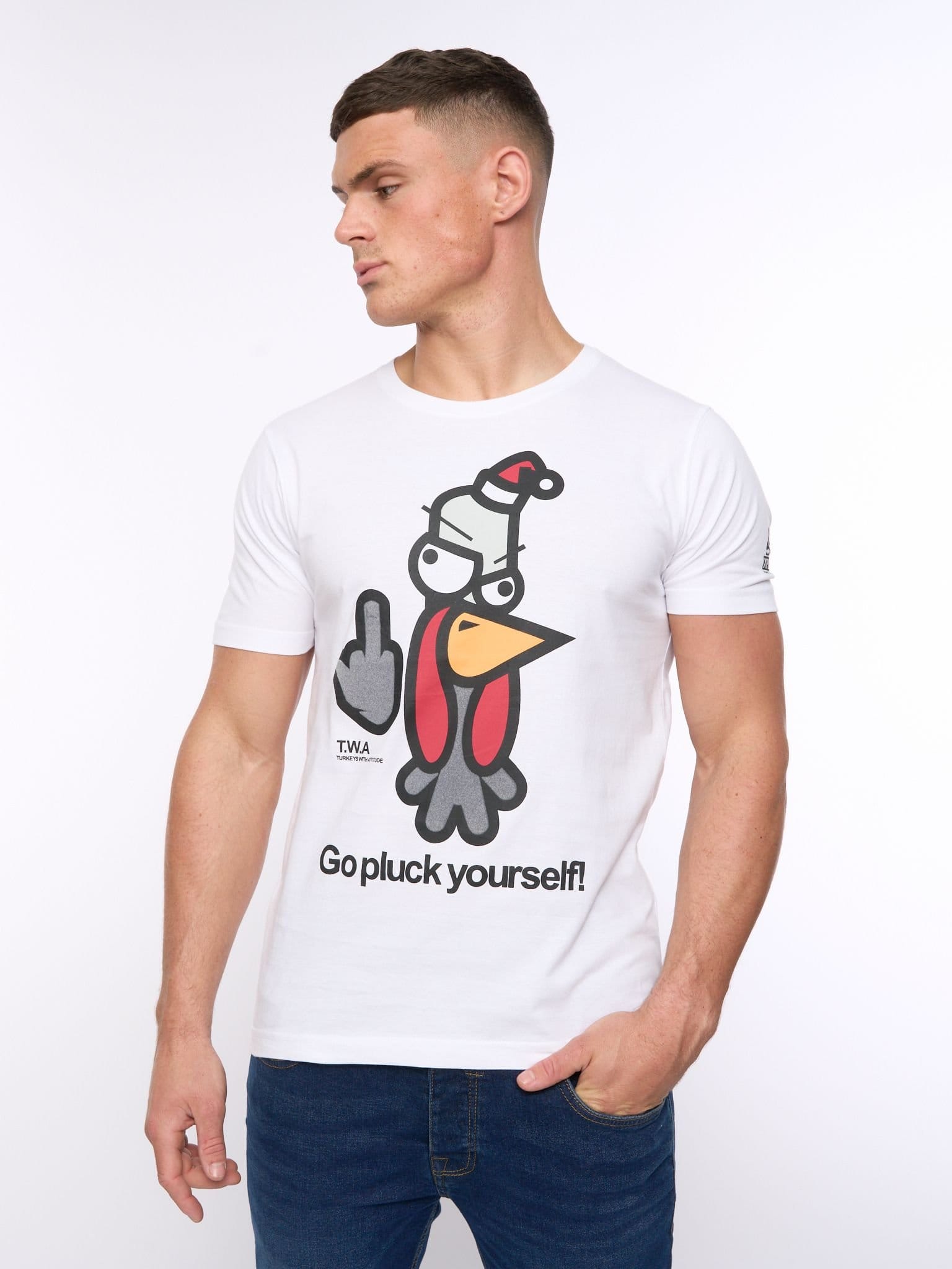 Xplicit Xplicit Men's Bad Turkey Xmas T-Shirt in White - 4