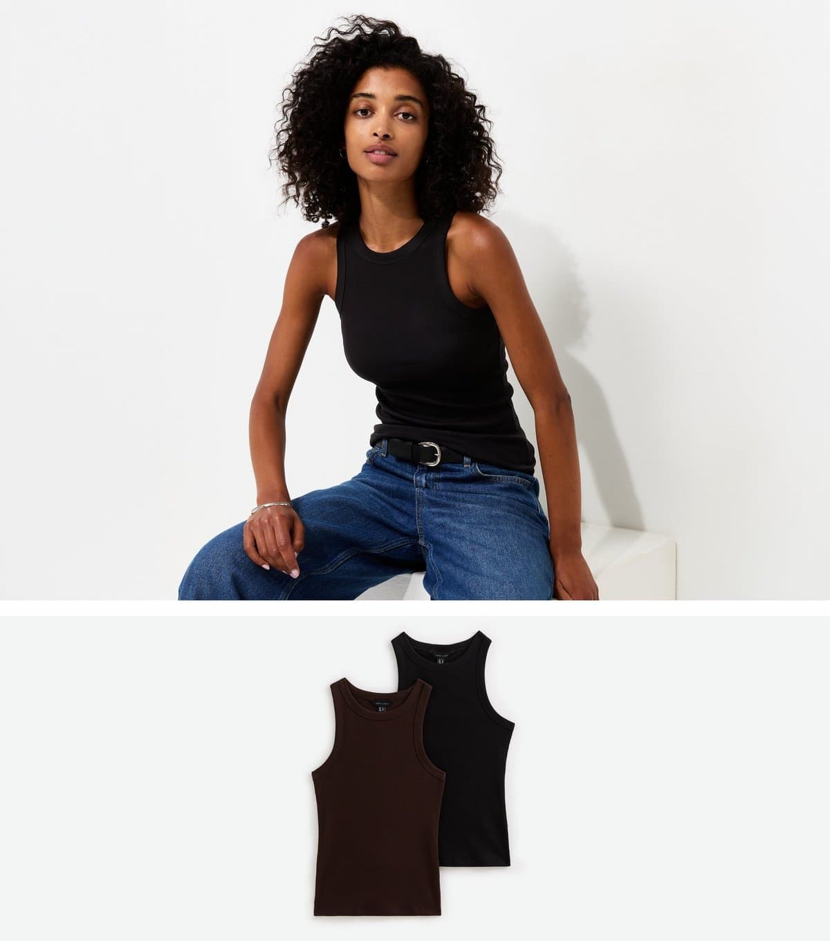 New Look Women's Brown Pack Of 2 Cotton Rich Racer Vests New Look