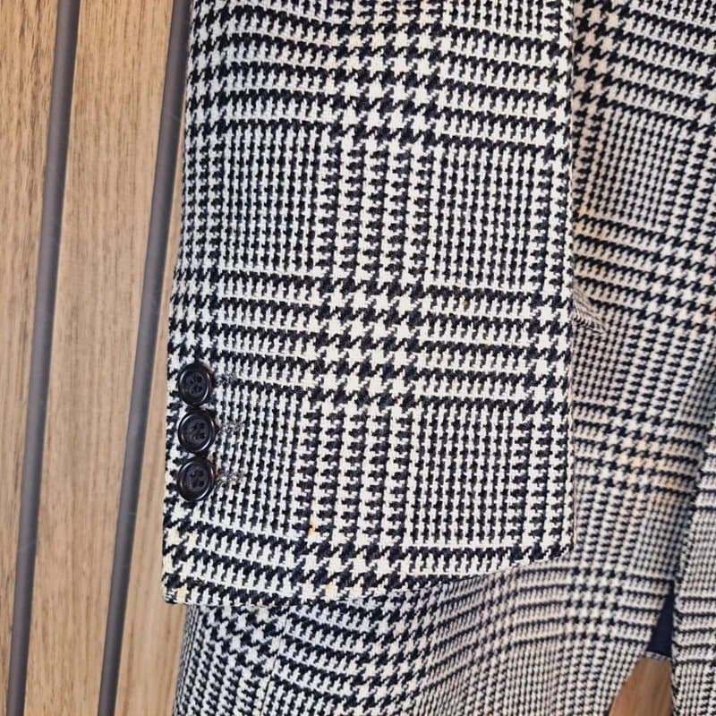 Van Gils Van Gils Blazer Jacket Mens 40 Black White Houndstooth Glenurquhart Check Wool