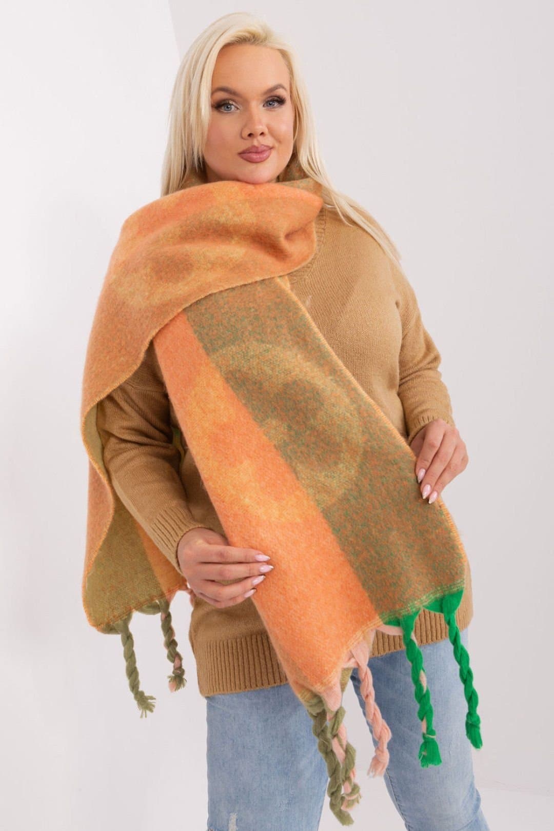 Love Lace Love Lace Orange Striped Tassel Scarf