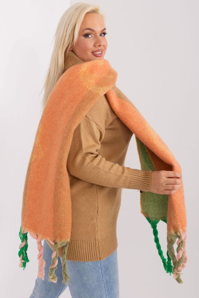 Love Lace Love Lace Women's Autumn Winter Long Striped Tassel Scarf with Polyester Patterns in Orange - 2