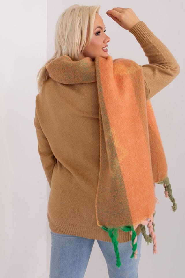 Love Lace Love Lace Women's Autumn Winter Long Striped Tassel Scarf with Polyester Patterns in Orange - 3